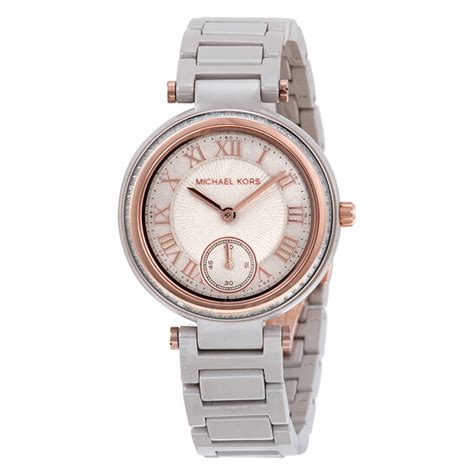 Michael Kors Mini Skylar Grey Dial Ceramic Ladies Watch MK6241